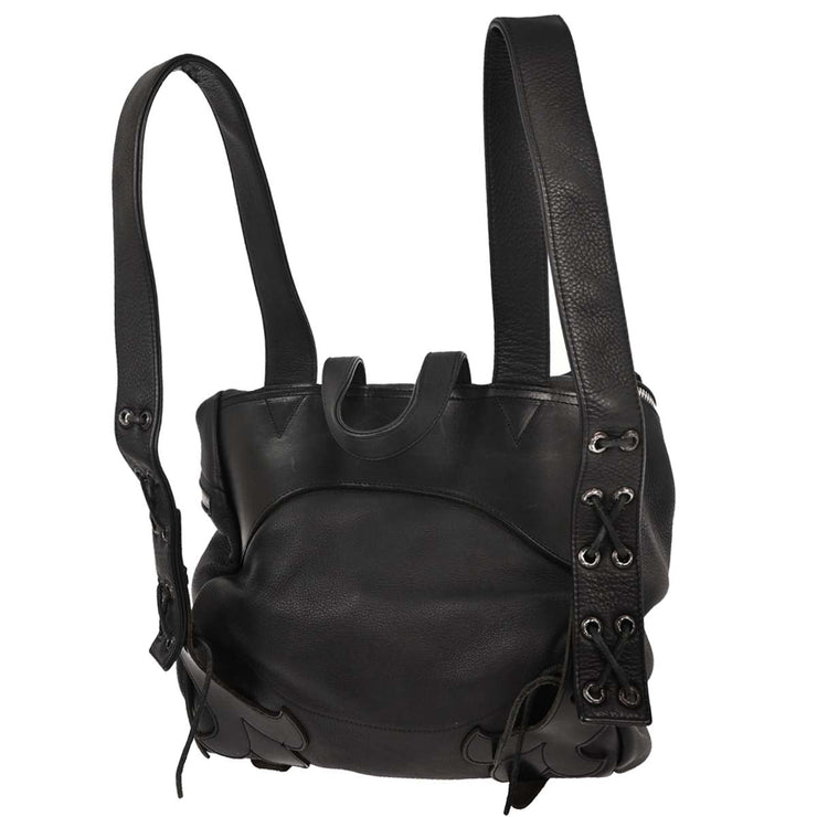 Chrome Hearts Black Leather Gunslinger Backpack 177611