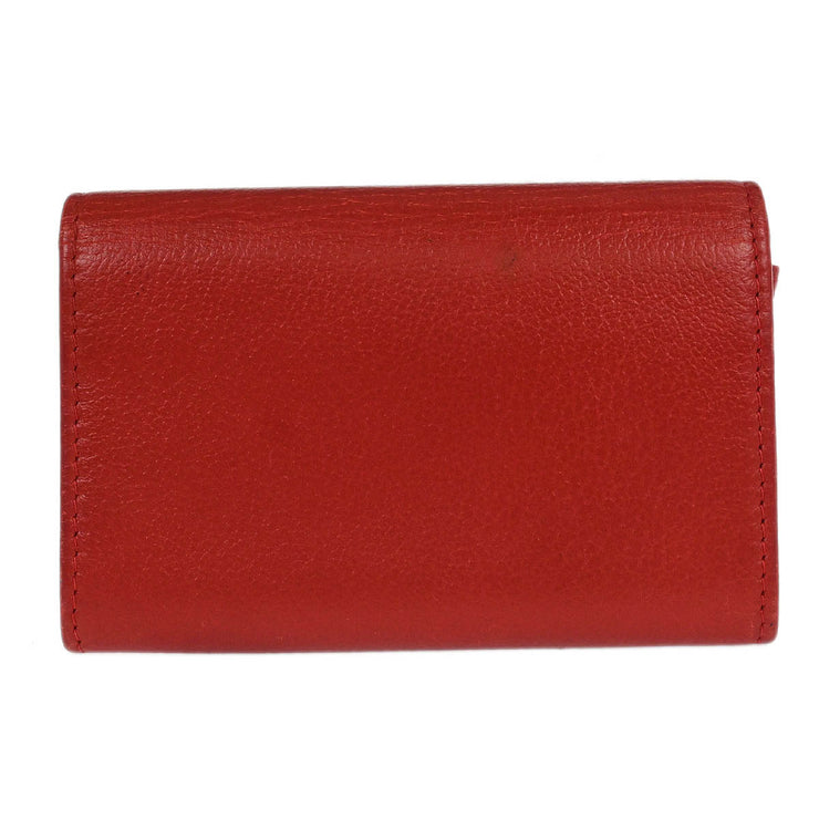 Chanel Red Calfskin Camellia Coin Purse Wallet 177624