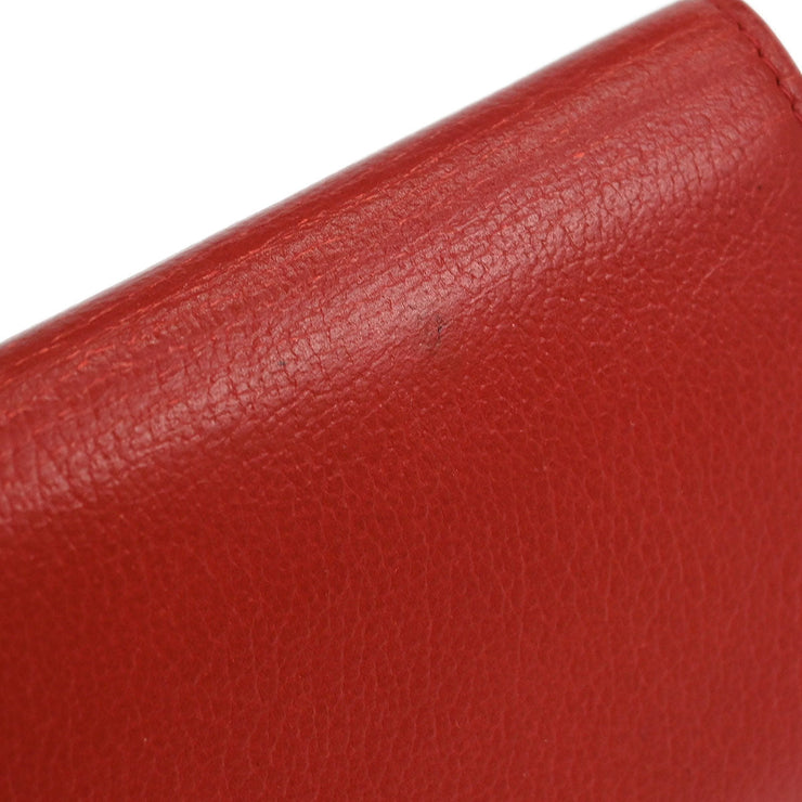 Chanel Red Calfskin Camellia Coin Purse Wallet 177624