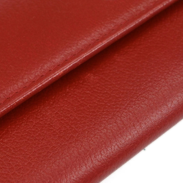 Chanel Red Calfskin Camellia Coin Purse Wallet 177624