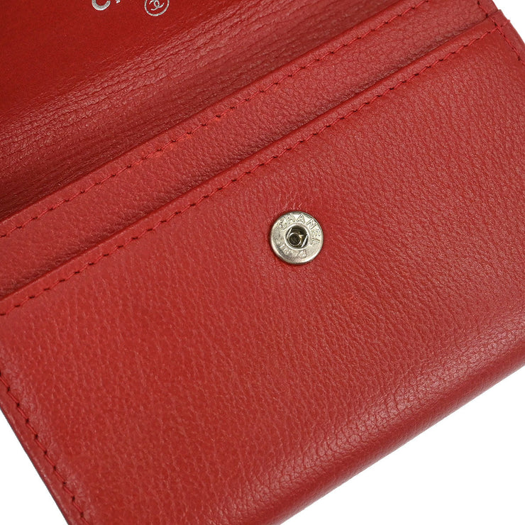 Chanel Red Calfskin Camellia Coin Purse Wallet 177624