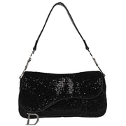 Christian Dior Black Velvet Sequins Handbag 01-RU-0035 177626