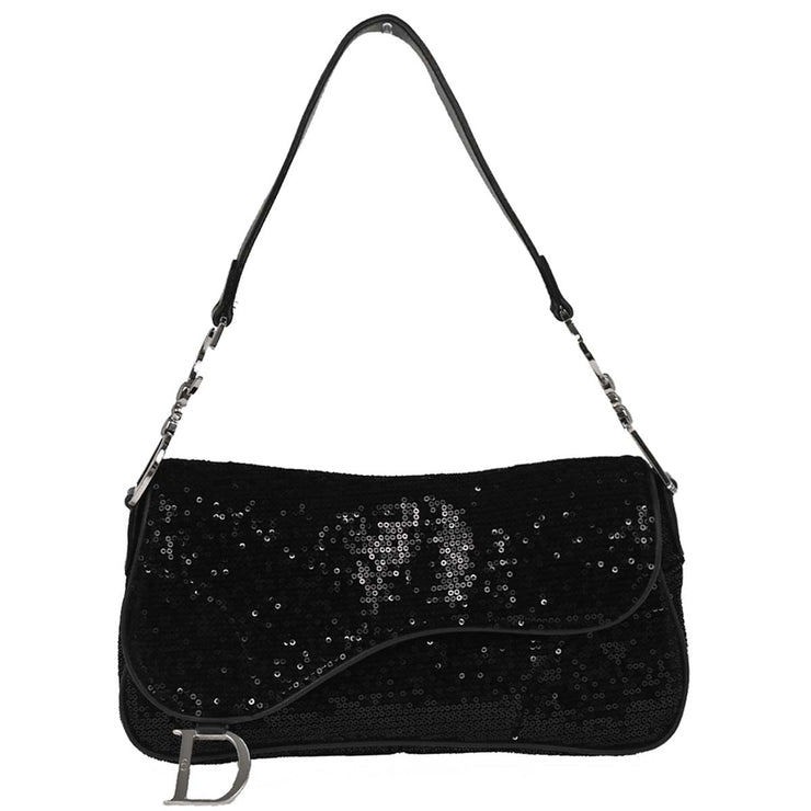 Christian Dior Black Velvet Sequins Handbag 01-RU-0035 177626