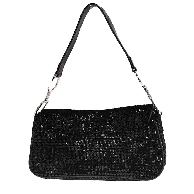 Christian Dior Black Velvet Sequins Handbag 01-RU-0035 177626