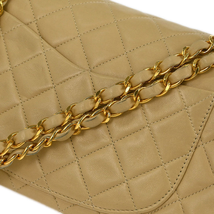 Chanel Beige Lambskin Small Classic Double Flap Shoulder Bag 177629