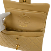 Chanel Beige Lambskin Small Classic Double Flap Shoulder Bag 177629