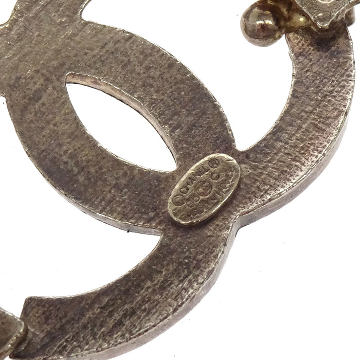 Chanel Silver Chain Belt Artificial Pearl Rhinestone Small Good 05C 177630