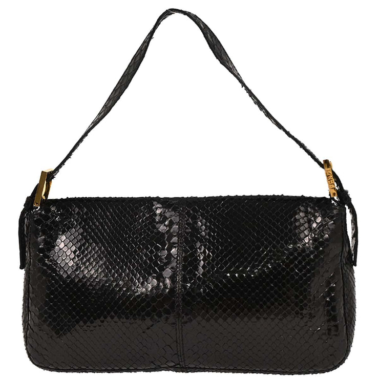 Fendi Black Python Baguette Handbag 177632