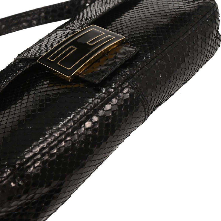 Fendi Black Python Baguette Handbag 177632