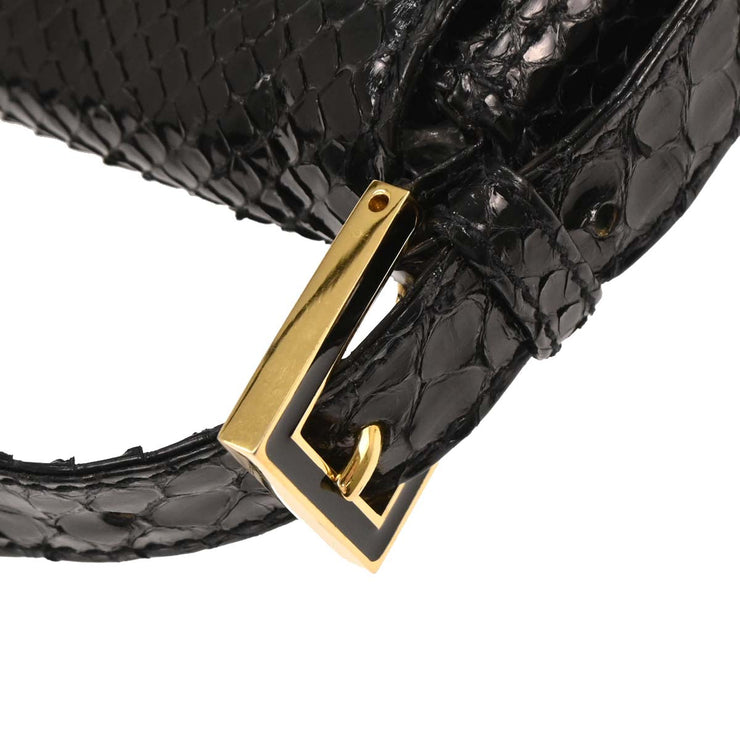 Fendi Black Python Baguette Handbag 177632