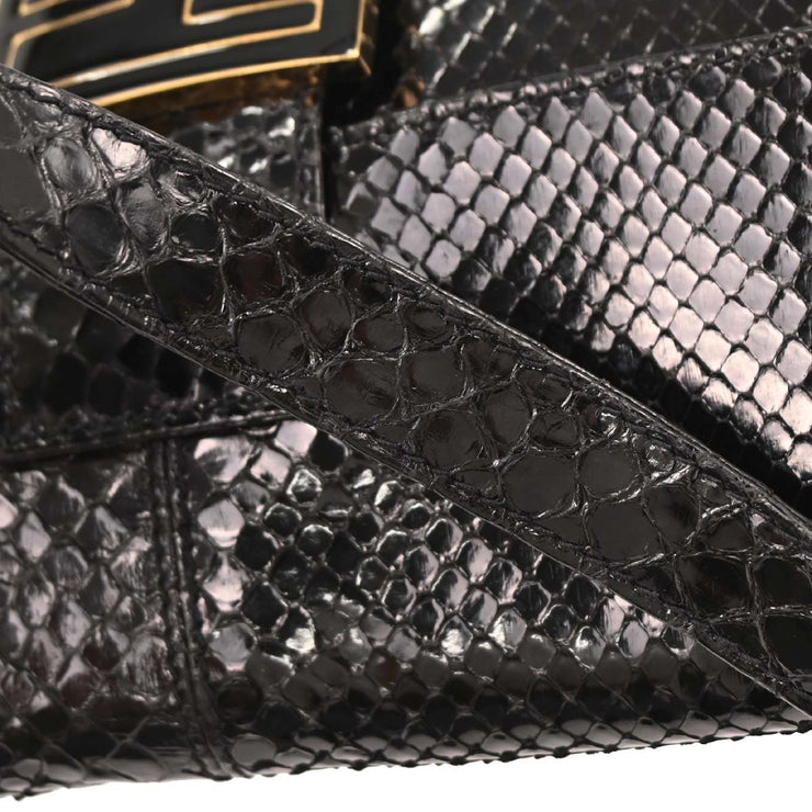 Fendi Black Python Baguette Handbag 177632