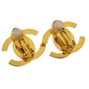 Chanel CC Turnlock Rhinestone Earrings Clip-On Gold Small 96A 177634