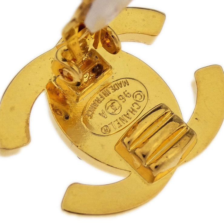 Chanel CC Turnlock Rhinestone Earrings Clip-On Gold Small 96A 177634