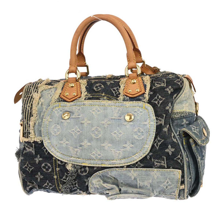 Louis Vuitton Blue Monogram Denim Patchwork Speedy 30 M95380 TH2007 177646