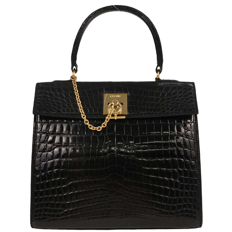 Celine Black Crocodile Handbag 177647