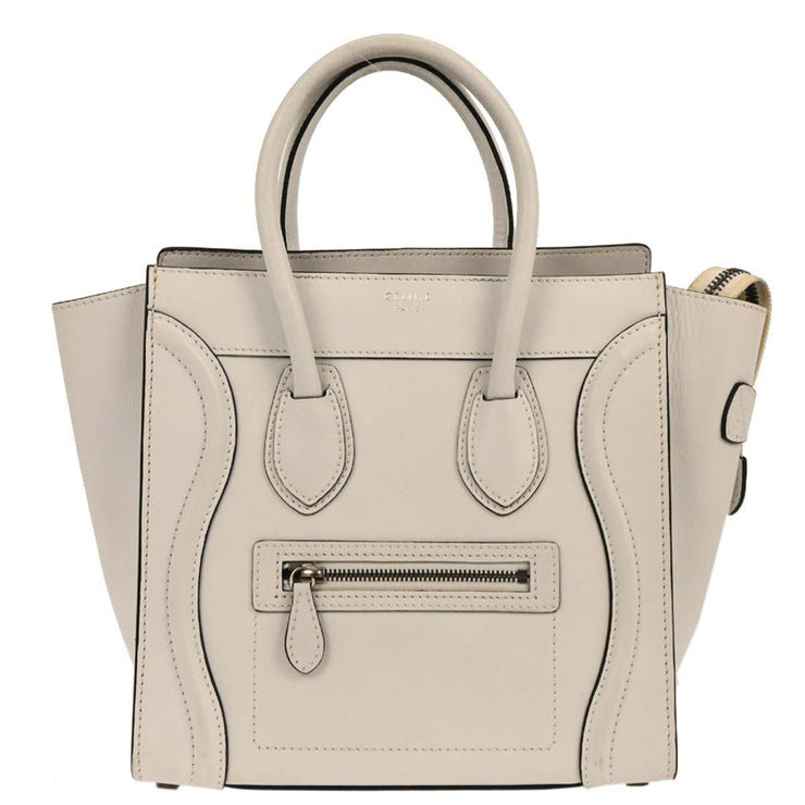 Celine White Leather Micro Luggage Tote Bag W-ZP-0182 177648