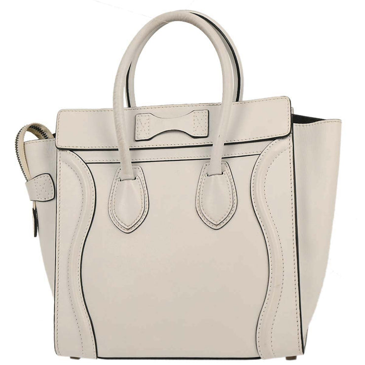 Celine White Leather Micro Luggage Tote Bag W-ZP-0182 177648