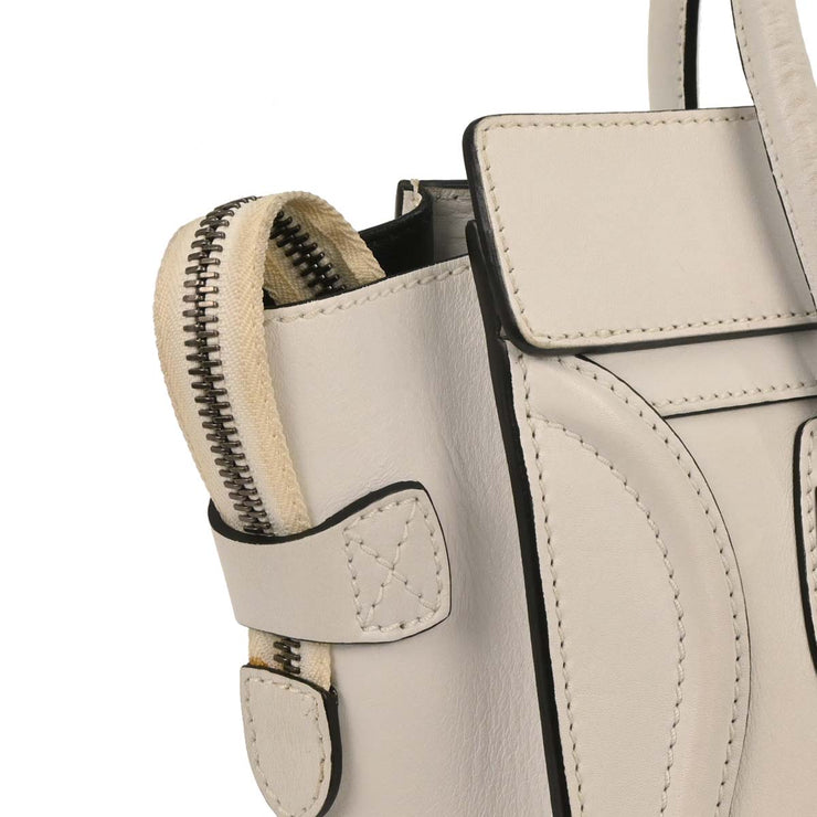 Celine White Leather Micro Luggage Tote Bag W-ZP-0182 177648