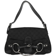 Gucci Black Horsebit GG Handbag 114915 002058 177650