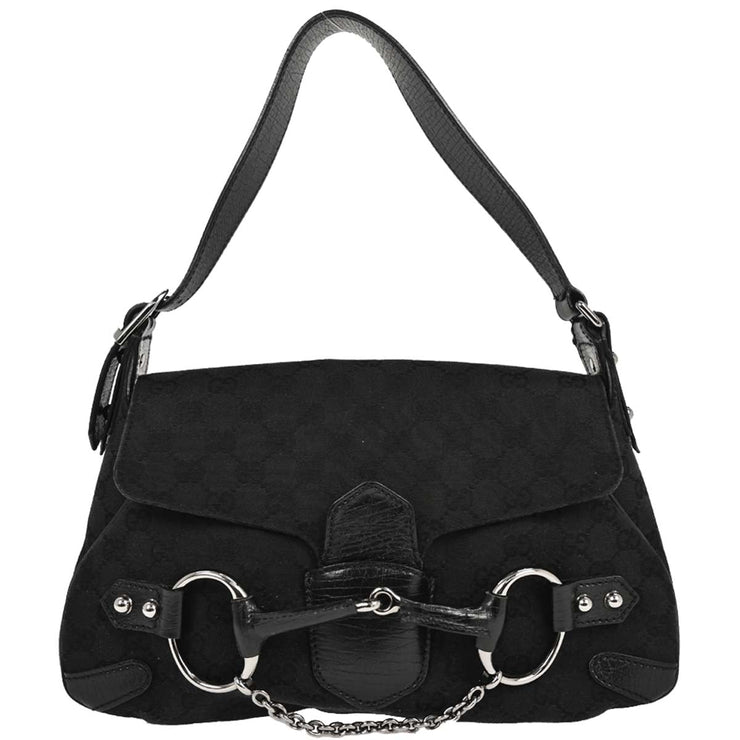 Gucci Black Horsebit GG Handbag 114915 002058 177650