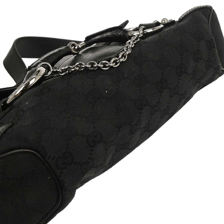 Gucci Black Horsebit GG Handbag 114915 002058 177650
