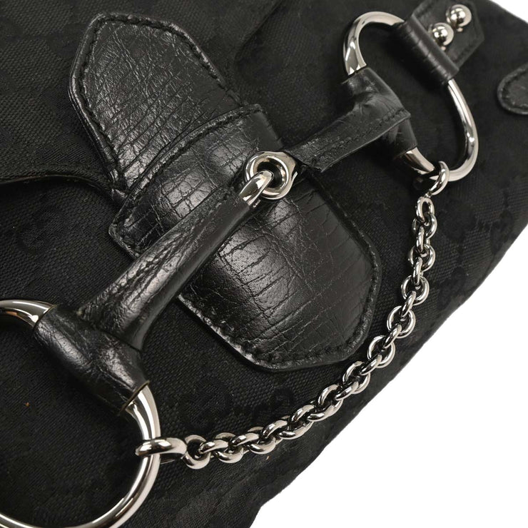 Gucci Black Horsebit GG Handbag 114915 002058 177650