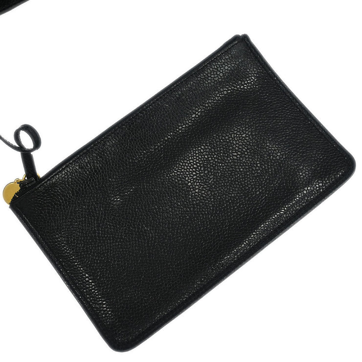 Chanel Black Calfskin Triple CC Drawstring Shoulder Bag 177652
