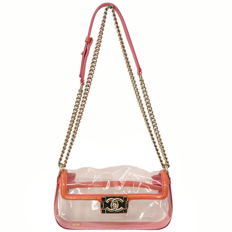 Boy Chanel Clear Pink PVC Patent leather Shoulder Bag 177668