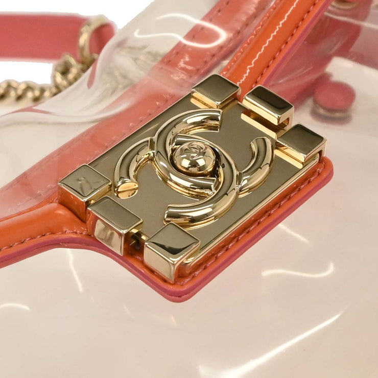 Boy Chanel Clear Pink PVC Patent leather Shoulder Bag 177668