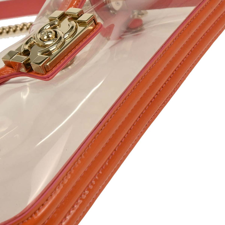 Boy Chanel Clear Pink PVC Patent leather Shoulder Bag 177668