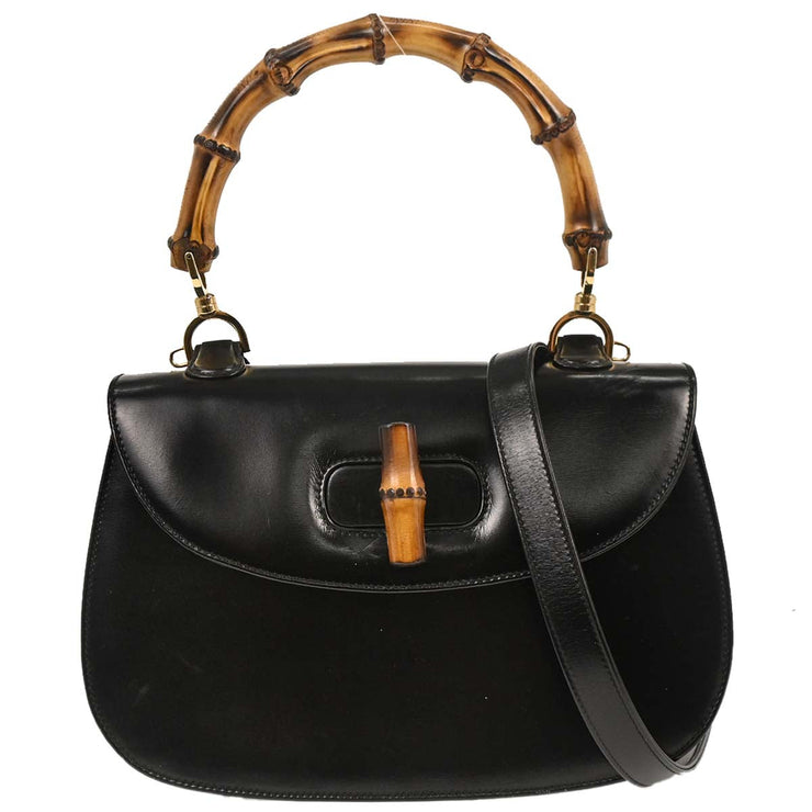 Gucci Black Bamboo 2way Handbag 001.2684.0633 177669