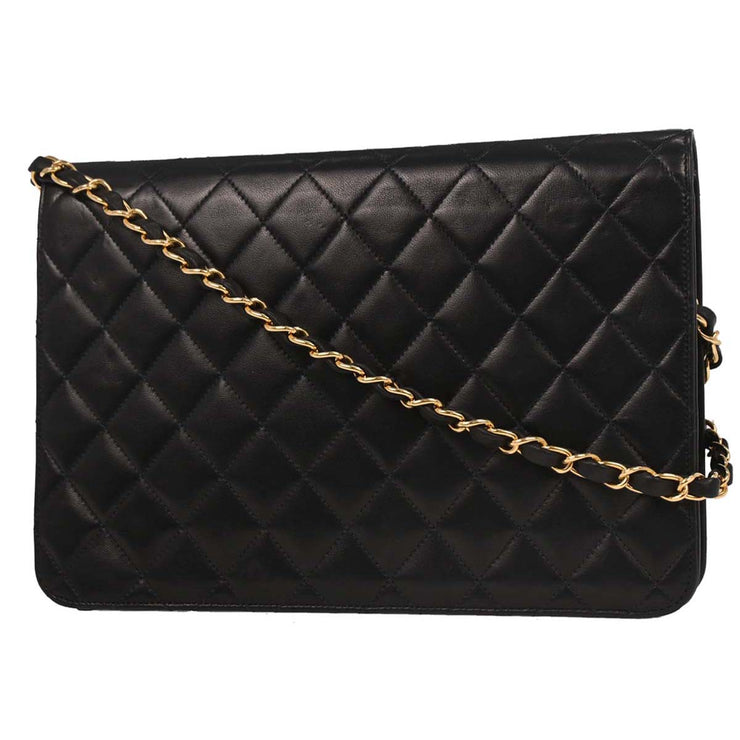 Chanel Black Lambskin Turnlock Medium Half Flap Shoulder Bag 177672