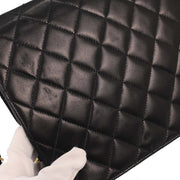 Chanel Black Lambskin Turnlock Medium Half Flap Shoulder Bag 177672