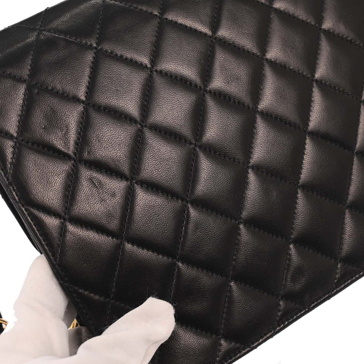 Chanel Black Lambskin Turnlock Medium Half Flap Shoulder Bag 177672