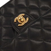 Chanel Black Lambskin Turnlock Medium Half Flap Shoulder Bag 177672