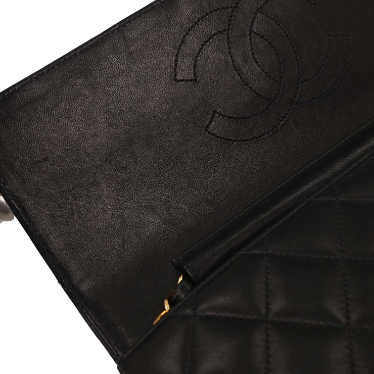 Chanel Black Lambskin Turnlock Medium Half Flap Shoulder Bag 177672