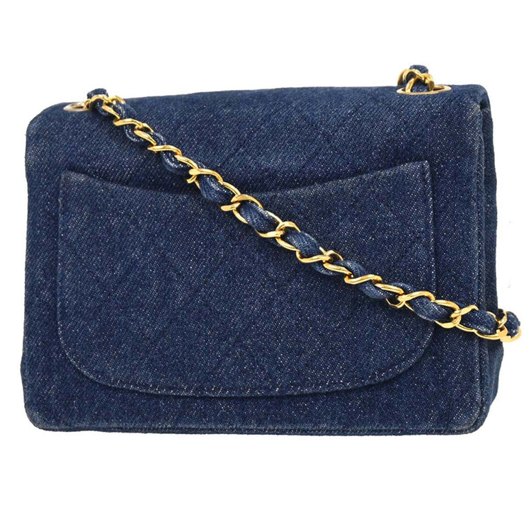 Chanel Indigo Denim Mini Classic Square Flap Shoulder Bag 17 177686