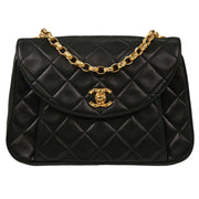 Chanel Black Lambskin Single Flap Shoulder Bag 177694