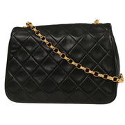 Chanel Black Lambskin Single Flap Shoulder Bag 177694