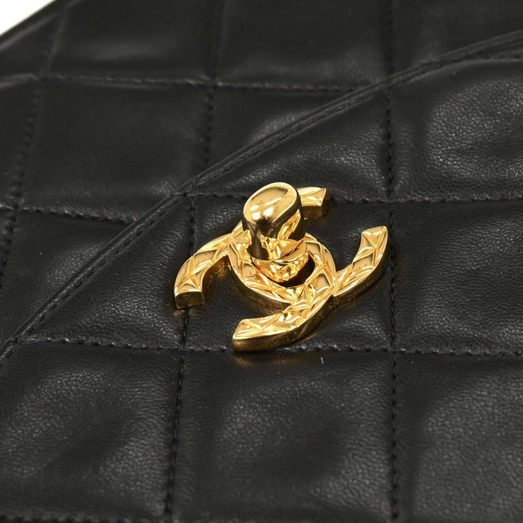 Chanel Black Lambskin Single Flap Shoulder Bag 177694
