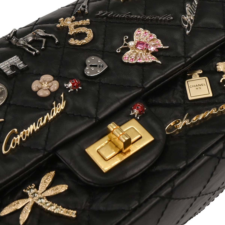 Chanel Black Calfskin 2.55 Lucky Charm Small Classic Double Flap Bag 177695