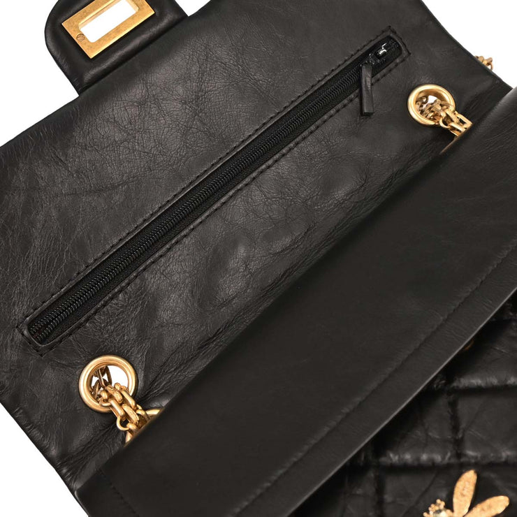Chanel Black Calfskin 2.55 Lucky Charm Small Classic Double Flap Bag 177695