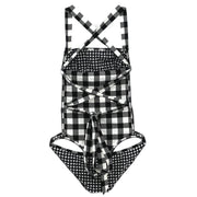 Yves Saint Laurent Swimwear Swimsuit Check Black #XS 182554