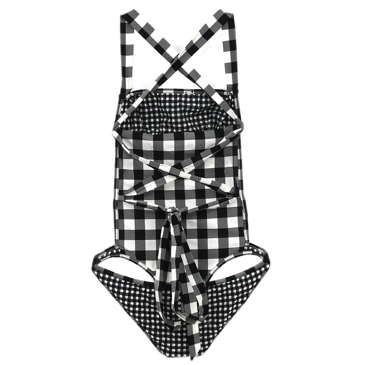 Yves Saint Laurent Swimwear Swimsuit Check Black #XS 182554