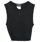 Chanel Sleeveless Tank Top Cropped Black P95 #40 183003