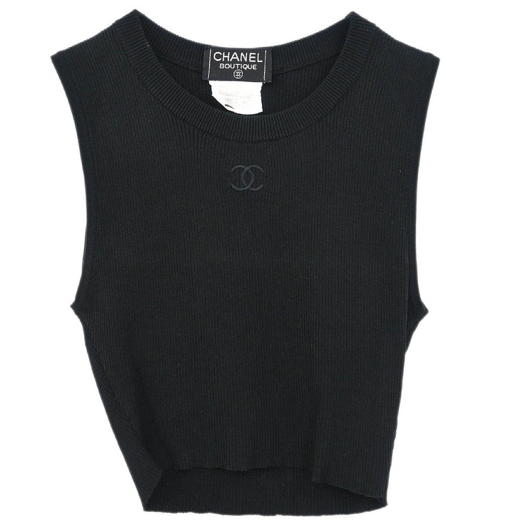 Chanel Sleeveless Tank Top Cropped Black P95 #40 183003