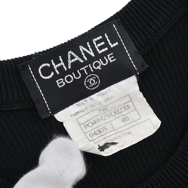 Chanel Sleeveless Tank Top Cropped Black P95 #40 183003