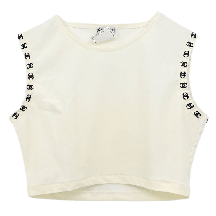 Chanel Cropped Sleeveless Top White 97C #38 185221