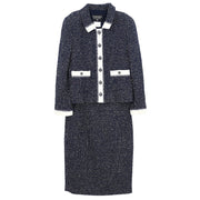 Chanel Setup Suit Jacket Skirt Navy 96C #38 185401