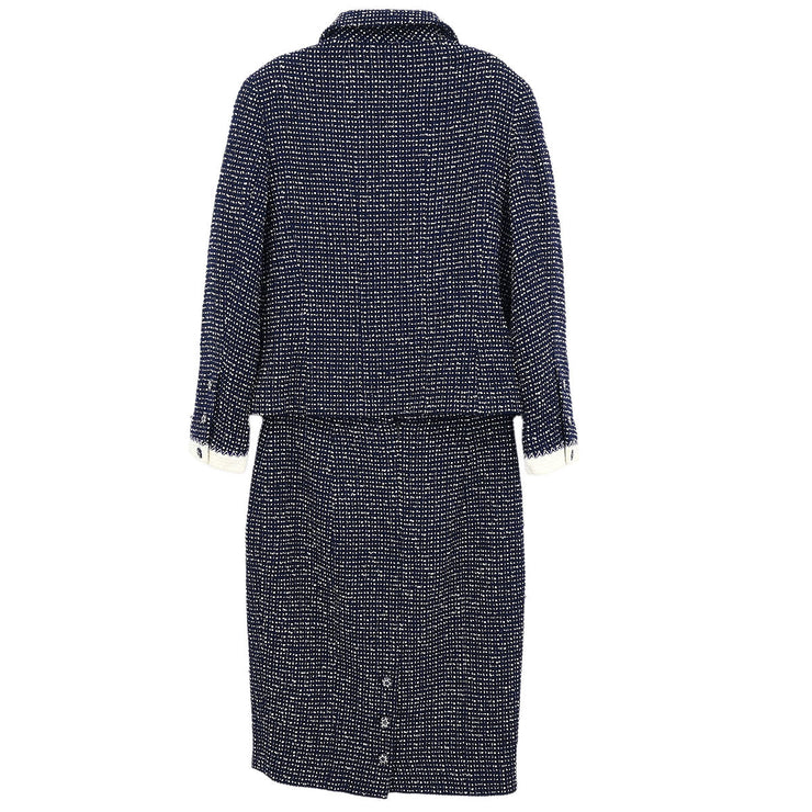 Chanel Setup Suit Jacket Skirt Navy 96C #38 185401